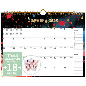 Calendrier mural 18 mois à spirale avec couverture en PP, Janvier 2026-Juillet 2027, 11x8,5 pouces, grands blocs lignés en papier - Product Image 1