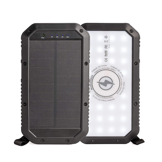 FREE Shipping Waterproof Solar Power Bank 20000mAh Wireless Charging LED Light Portable Outdoor Camping Hiking