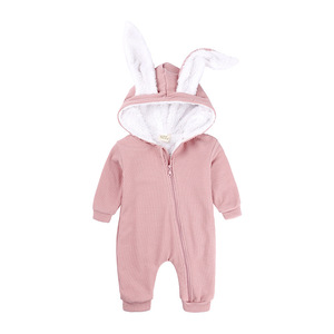 De manga larga de invierno Niño niño ropa de pijamas con cremallera ropa de bebé niña recién nacido mameluco con capucha - Product Image 3