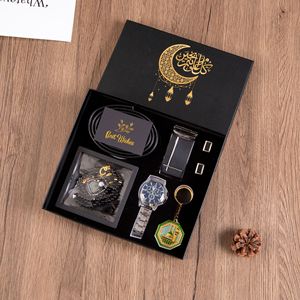 Mondfest Weihnachten Geschenk für Freund Ehemann Vatertag Uhr mit Armband Rosenkranz aus Eisen und Naturstein - Product Image 1