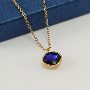 ZOGXIN Gold Plated Pendant Necklace With Irregular Zircon Stone For Women Fashion Jewelry 18K Stainless Steel Chain - Product Image 4