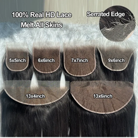 Closure en dentelle HD 7x7 Deep Parting, Closure en dentelle HD 6x6 5x5 pour cheveux humains lisses, Closure frontale en dentelle HD 13x6 effet peau, pré-épilée