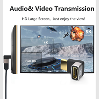 Adaptador de carcasa metálica 8K HDMI2.1V, ángulo recto hacia abajo, adaptador macho de 90 grados a hembra, compatible con conector de enchufe dinámico HDR