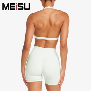 China Supplier Breathable <strong>Activewear</strong> for Women Custom Workout Shorts Halter Neck <strong>Yoga</strong> Bra Open Back Sports Bra for Gym Wear - Product Image 2