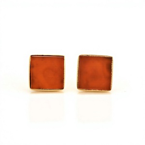 Pendientes de Plata de Ley 925 de la Mejor Calidad, Chapados en Oro, con Engaste de Bisel de 12 mm, con Cornalina Hecha a Mano, para Mujer, Ideales para Aniversario - Product Image 1