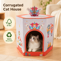 Circus Corrugated Cardboard Modern Large Luxury Eco-Friendly Kitten Cave Bed Indoor Pet Furniture Cat House Scratcher