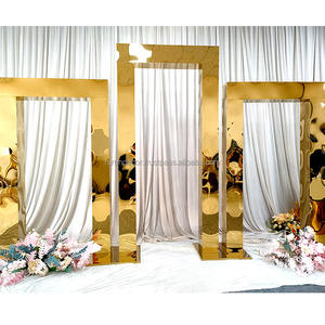 Furun ซุ้มแต่งงานทำจากสแตนเลสทรงสี่เหลี่ยมกระจกสีทองและสีเงินสำหรับงานอีเวนต์และงานแต่งงาน - Product Image 1