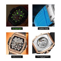 Montre automatique mécanique pour homme, boîtier tonneau, bracelet en acrylique, cadran à aiguilles lumineux, nouvelle montre explosive 2026