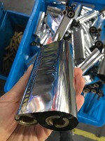 Cinta de código de barras Wax Black 110mm x 70M Cinta de transferencia térmica con núcleo adicional 110mm x 74M Impresoras de etiquetas compatibles Zebra