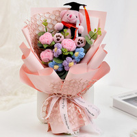 Bouquets de tournesols au crochet faits main, roses tricotées, ours tricoté, cadeaux floraux pour la saison des diplômes – Vente chaude