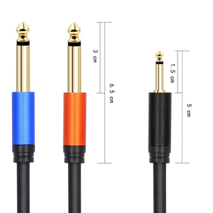 Câble audio adaptateur 3,5 mm vers <span class=keywords><strong>double</strong></span> 6,5 mm, <span class=keywords><strong>double</strong></span> <span class=keywords><strong>jack</strong></span> mono 6,35 mm (1/4 po) vers <span class=keywords><strong>jack</strong></span> stéréo 3,5 mm (1/8 po) - Product Image 2