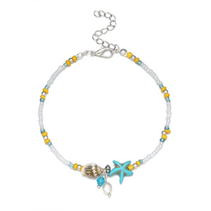 Pulsera de Tobillo <span class=keywords><strong>Tejida</strong></span> con Cuentas de Vidrio, Perlas y Estrellas de Mar Estilo Bohemio para Mujer GAB003 - Product Image 2