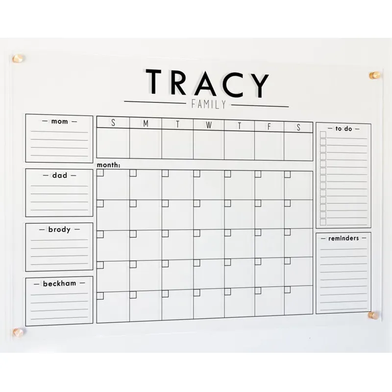 Factory price sale custom Acrylic Clear Weekly Meal Planner Board reusable Refrigerator Magnet Dry Erase Board Week Calendar