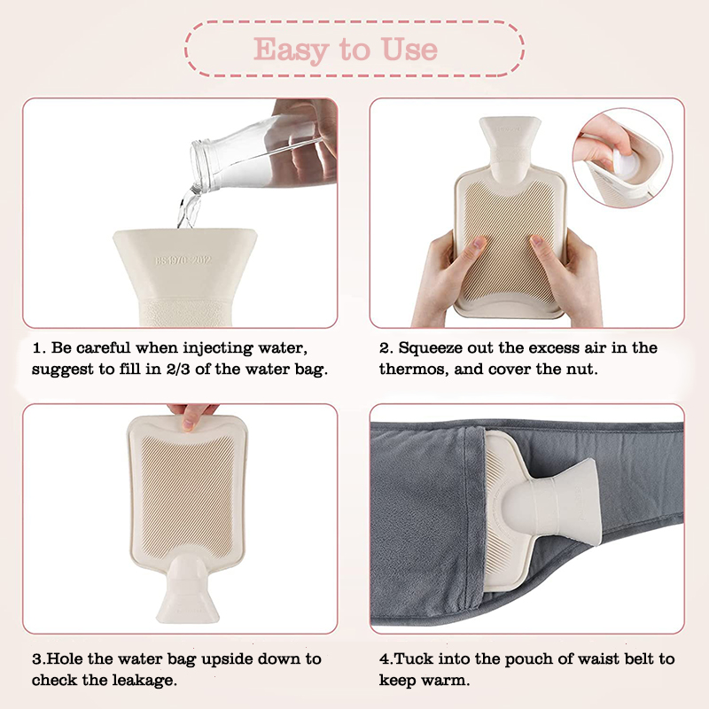china factory customized small rubber hot water bottle belt medical bs hot water bag with cover