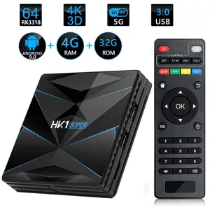 Newest dual wifi super record HK1 supper RK3318 Android 9.0 ott android tv box android media player