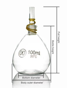 ความถ่วงจำเพาะขวดอุณหภูมิ Pycnometer แก้ว Pycnometer 50มิลลิลิตร100มิลลิลิตร250มิลลิลิตร - Product Image 2