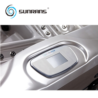 Bak Mandi Air Panas Whirlpool Sunrans Modern Square 3 Kursi & 2 Kursi Santai dengan 111 Jet Kontrol Balboa untuk Luar Ruangan
