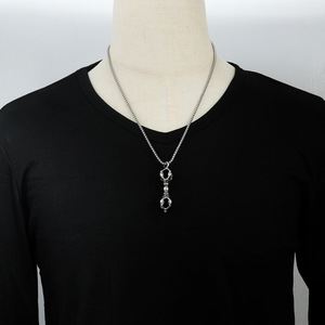 Pendentif Vajra en acier inoxydable, creux, à thème géométrique, collier unisexe pour tous les jours - Product Image 2