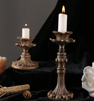 Chandelier antique multicouche en relief en forme de lotus, support de bougie LED en métal texturé pour bureau, style tibétain, pour table d'autel religieuse