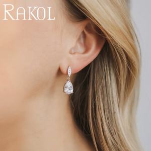 RAKOL EP2040 Mode Luxueux Grand Pendentif Goutte D'eau Zircon Déclaration Femmes Boucles D'oreilles 2022 - Product Image 2