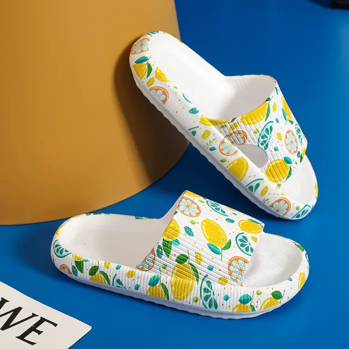 반다나 슬라이드 슬리퍼 미끄럼 방지 플랫 샌들 인쇄 야외 여성과 여성 여름 신발 고무 인조 모피 슬리퍼