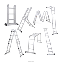Échelle pliante multifonction en aluminium 4*4 marches 4,7 m avec capacité de charge de 150 kg, adaptée aux travaux en extérieur et aux chantiers de construction
