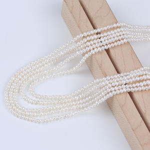 Perles d'eau douce blanches baroques miniatures Zhuji 2-2,5 mm, bricolage, vente en gros, semi-finies, chaîne naturelle, semi-finies, chaîne de perles blanches - Product Image 4