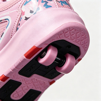Chaussures à roulettes unisexes pour enfants, 4 roues rétractables, baskets à roulettes pour garçons et filles, avec interrupteur de talon et base de sécurité, chaussures de skate