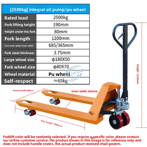 Carretilla Elevadora Manual Hidráulica Portátil de 80 mm, Capacidad de 2.5 Toneladas, Ruedas Sólidas de Nailon PU, Uso en Interiores y Exteriores en Terrenos Difíciles - Product Image 6