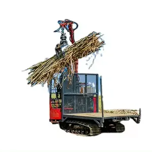 XUVOL XVDY-5T Diesel Forestry Farms Manufacturing Steel Wood Tracks Sugarcane Trailer With Rotation Grapple Crane