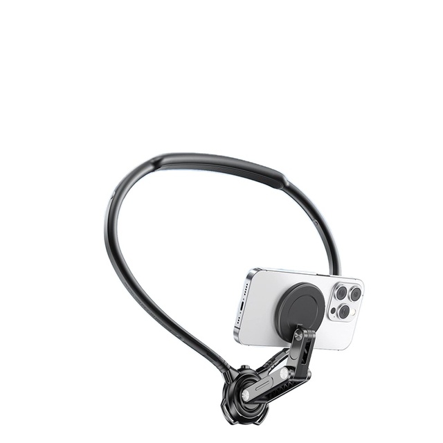 Strong Magnetic Neck Mount Stabilizer with 360° Rotation, Compatible with iPhone & Android, Silicone Ergonomic Design