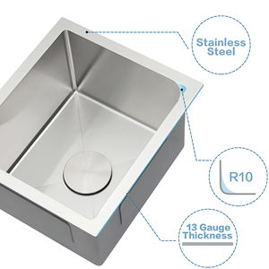Hot bán 13x15 Sinks thép không gỉ bồn rửa bát duy nhất dưới núi bồn rửa nhà bếp với giỏ cho Home Bar sử dụng - Product Image 3