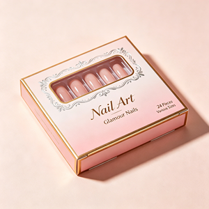 Caja de Embalaje para Uñas Artificiales al por Mayor con Tapa Transparente, Caja de Cartón con Logotipo Personalizado para 10 Uñas Postizas - Product Image 1