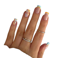 Ongles artificiels personnalisables à couverture complète, forme amande, stiletto, carrés, courts, à pointe française, en ABS, 24 pièces pré-conçues