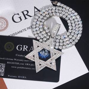 Pass <span class=keywords><strong>Tester</strong></span> Berlian enam bintang runcing liontin es keluar 925 perak VVS Moissanite Hip Hop perhiasan liontin sertifikasi GRA - Product Image 4