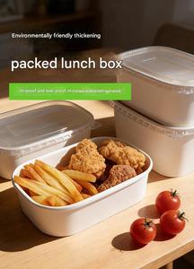 Contenants d'emballage écologiques biodégradables personnalisés, boîtes en papier carrées jetables de qualité alimentaire pour la restauration à emporter - Product Image 6