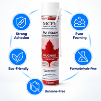 Mousse PU MUCHAO Feuille d'érable A53 750ml Premium Monocomposant Anti-rétrécissement pour le Remplissage et l'Étanchéité des Espaces entre Portes et Fenêtres, Construction