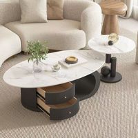 Table basse ovale convertible en ardoise, style moderne minimaliste, mobilier de salon pour petits appartements, style luxueux, nouveau design
