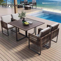 Ensemble de table et de chaises de patio en rotin d'extérieur, durable, pliable, léger, imperméable, jardin, balcon, cour, loisirs, repas