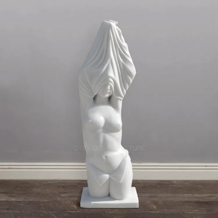Dekorasi rumah ukiran tangan batu alam sendok patung telanjang wanita telanjang seni marmer patung dada