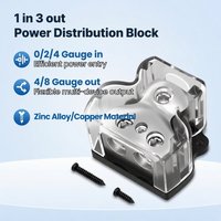 Çinko Alaşımlı 0/2/4 Gage Girişli 4/8 Gage Çıkışlı 3 Yollu 12 Volt Araç Ses Amplifikatörü Bölücü Topraklama Güç Dağıtım Bloğu Kapaklı