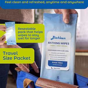 Bioclean – lingettes nettoyantes jetables sans eau, sans rinçage, pour le <span class=keywords><strong>bain</strong></span> et la douche XL, Ultra épaisses, pour le corps, pour le <span class=keywords><strong>bain</strong></span> des adultes - Product Image 2