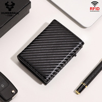 Dompet Lipat Tiga Kulit Asli Pria Tipis Anti-RFID Anti-maling Pendek Ultra-tipis dan Sederhana