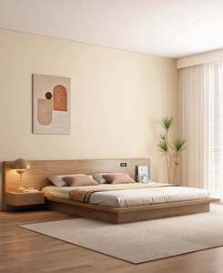 Marco de cama de olmo de madera maciza de estilo minimalista chino de Venta caliente cama doble de dormitorio de alta calidad - Product Image 1