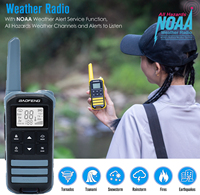 3 Paket Radio Baofeng FR-22A FRS untuk Anak-Anak Walkie Talkie dengan Cuaca NOAA untuk Mendaki dan Berkemah Tanpa Baterai