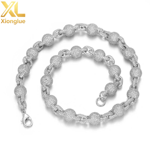 Collier tendance Hip Hop 10 mm en cuivre incrusté de zircon, perles rondes, chaîne géométrique, bijoux unisexe pour homme et femme - Product Image 2