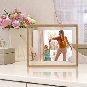 Cadre photo en bois de chêne personnalisable avec chevalet et support de chevalet pour bureau - Product Image 3