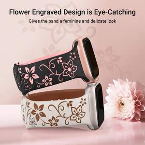 Lionorm moda donna floreale bicolore cinturino in Silicone per <span class=keywords><strong>apple</strong></span> <span class=keywords><strong>Watch</strong></span> <span class=keywords><strong>serie</strong></span> Soft <span class=keywords><strong>Sport</strong></span> Band per IWatch <span class=keywords><strong>serie</strong></span> 10 - Product Image 2