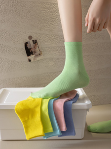 Remould bán buôn thời trang màu rắn màu đồng bằng vớ giản dị phụ nữ <span class=keywords><strong>cotton</strong></span> quý Slouch vớ bán buôn - Product Image 4