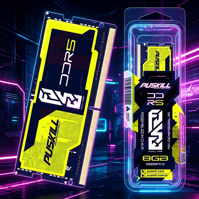 PUSKILL DDR5 SODIMM Notebook Performance Memory Module, 4800/5600 MT/s, 8GB 16GB 32GB, 1.1V Low Voltage Gaming DRAM
